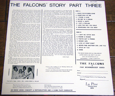 The Falcons - The Soul Of The Falcons - LP / Since You've Been Gone,I Ain't No Cryin' Man,I Got A Feeling,Swim,Round,Lupine 8010_画像3