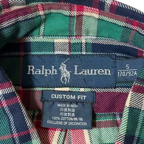 TC525ね@ Ralph Lauren 90s ボタンダウン チェックシャツ エルボーパッチ 長袖 メンズ Lサイズ_画像9