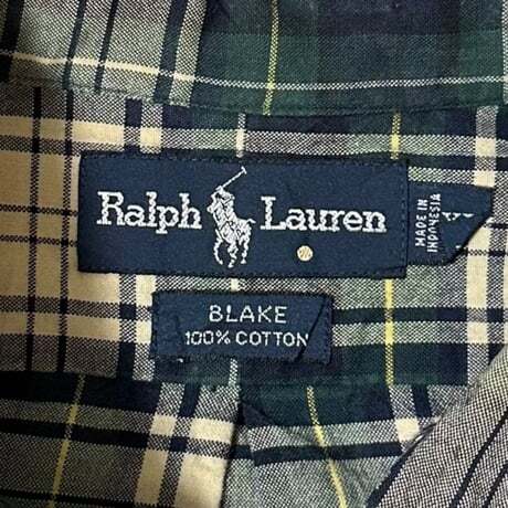 TC576ね@ Ralph Lauren 90s ボタンダウン チェックシャツ 長袖 メンズ XLサイズ　 0.4_画像9