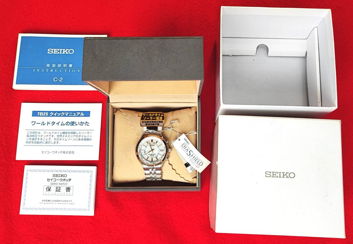 ### free shipping unused Seiko wristwatch Dolce World Time solar radio wave clock men's SADZ048 SEIKO DOLCE###
