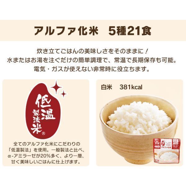 7日分 28食 5年保存 防災食セット10種28食セット 3740g 防災グッズ 防災用品 防災食 災害 備蓄 地震 アルファ米 保存食 ごはん ご飯 非常食の画像5