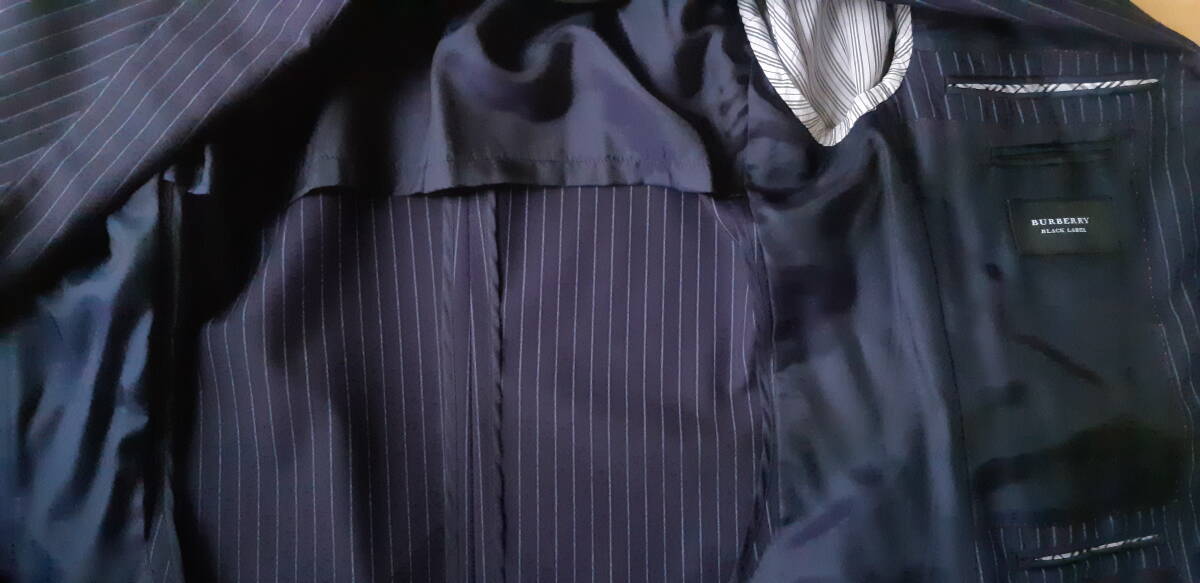 BURBERRY BLACK LABEL スーツ ブルー ストライプ 40R 紳士 中古品の画像6
