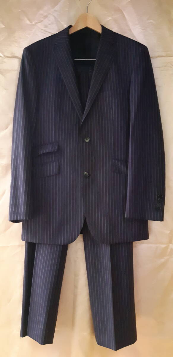 BURBERRY BLACK LABEL スーツ ブルー ストライプ 40R 紳士 中古品の画像1