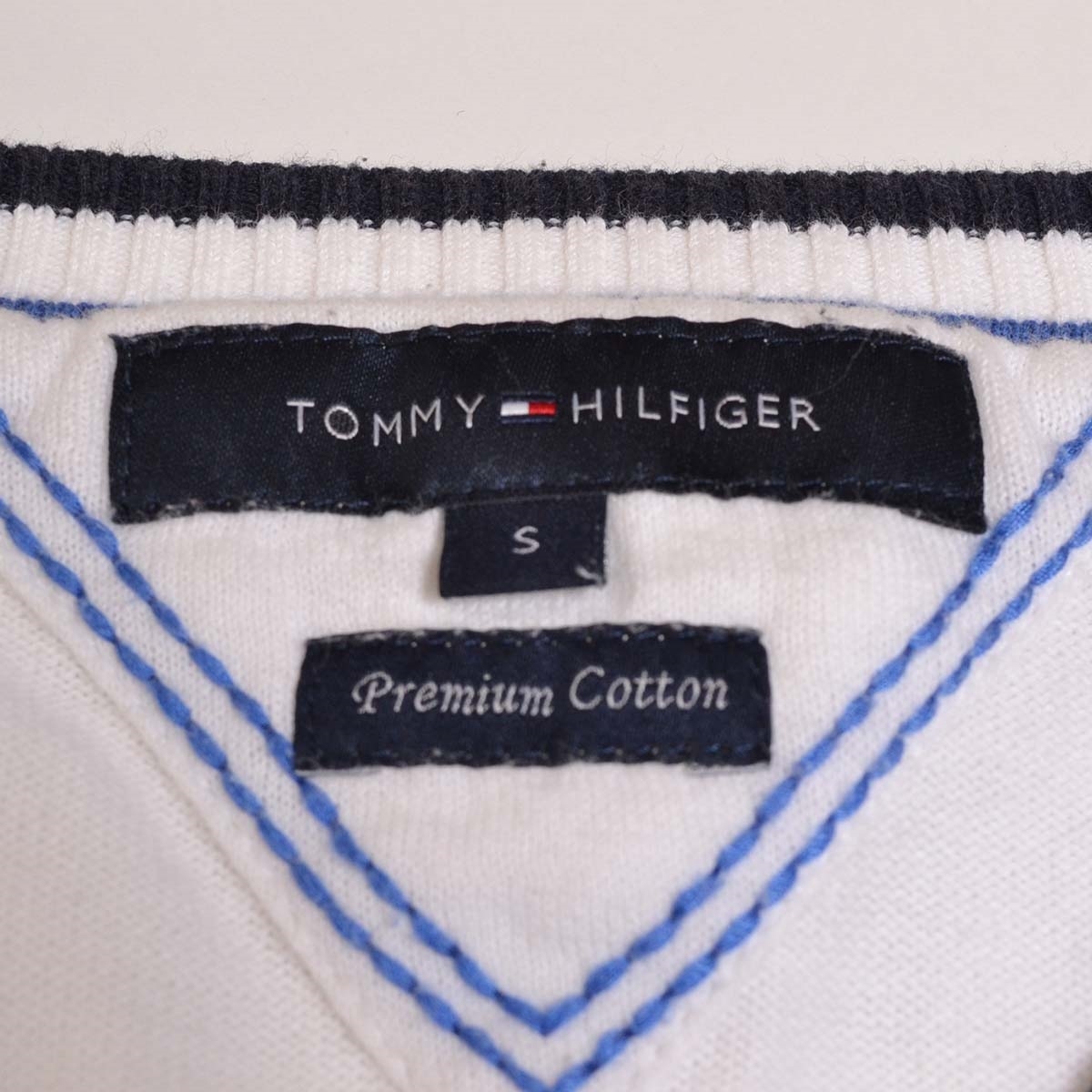 〇485014 TOMMY HILFIGER トミーヒルフィガー ◯アーガイルニット セーター サイズS メンズ ホワイト チェック_画像5