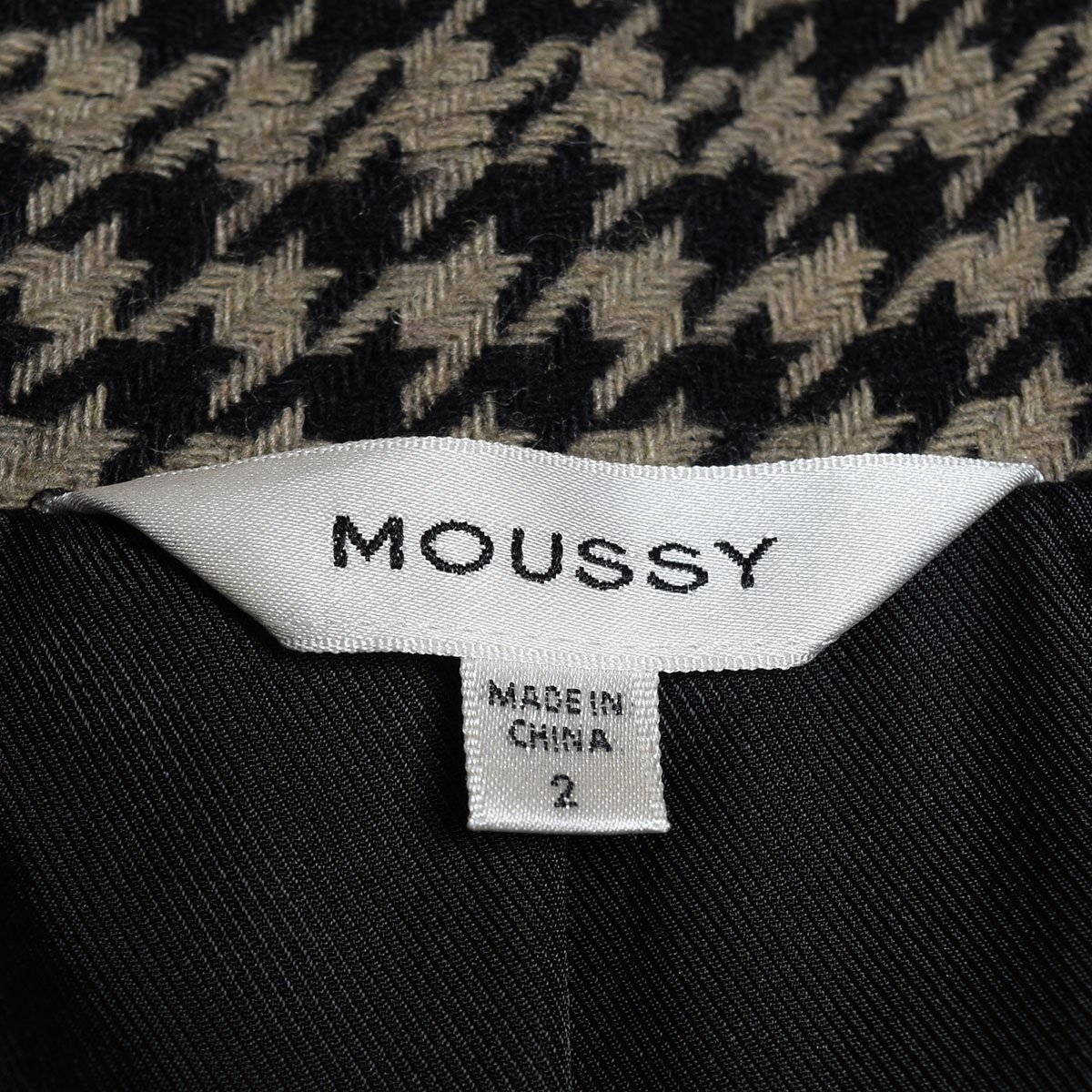 *499073 MOUSSY Moussy *HOUNDSTOOTH jacket thousand bird .. wool . tweed size 2 blaser lady's beige 