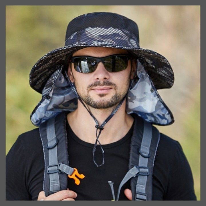 【迷彩①/メンズ帽子】 日除け 帽子 ハットキャンプ メンズ 防水 60cm UVカット つば 日焼け防止 紫外線対策 迷彩柄 釣