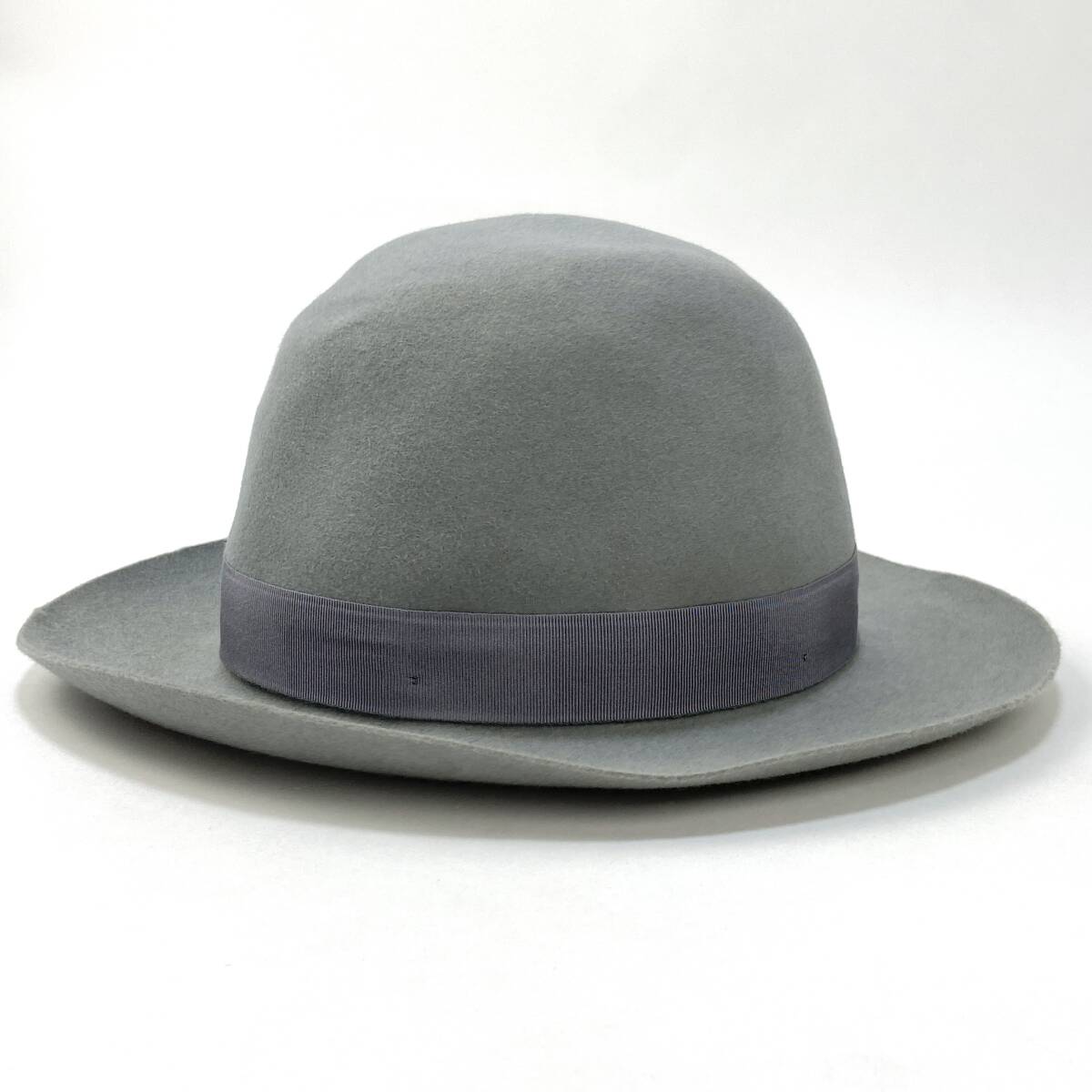 定価6.9万 Borsalino / ボルサリーノ QUALITA SUPERIORE ラビットファーフェルトハット 50grammi 114665 2591 58cm SSM3323 グレー 帽子_画像3