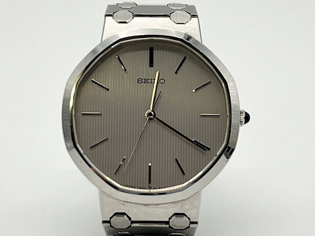 C8KG6 稼働品 SEIKO セイコー アシエ ジェラルド・ジェンタデザイン 7830-5110 メンズ 腕時計 QZ CREDOR ACIER 電池交換済み の画像1