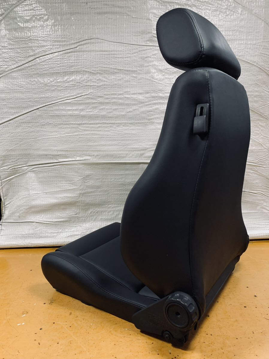 5.6.レカロ RECARO 2脚セット LS-L 黒フェイクレザー張り替え 張替え 張替 ブラックシングルステッチ 両側ダイヤルの画像5