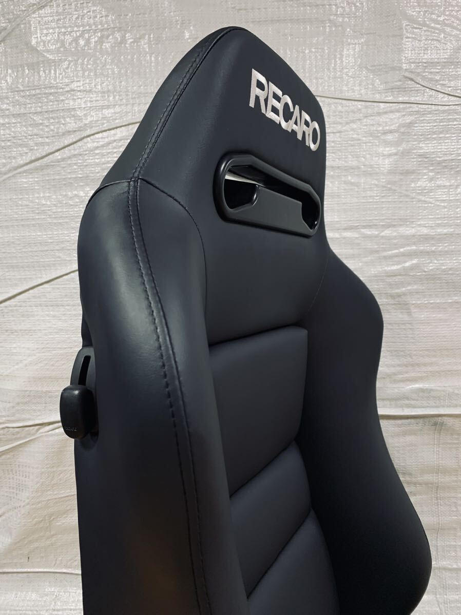 9.10.レカロ RECARO 2脚セット SR-3 黒フェイクレザー張り替え 張替え 張替 ブラックシングルステッチ 両側ダイヤルの画像8