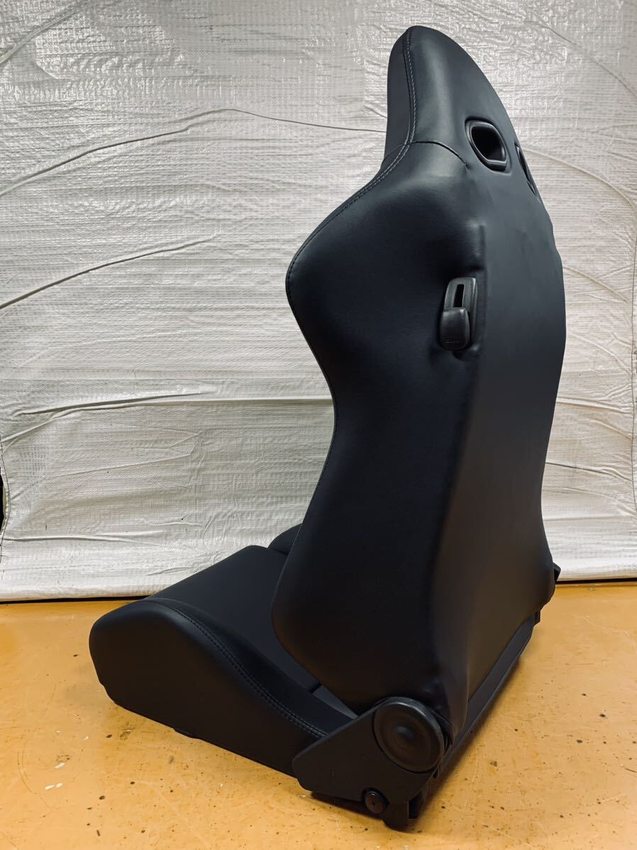 11.レカロ RECARO SR-4 黒フェイクレザー張り替え 張替え 張替 ブラックシングルステッチ 右側ダイヤルの画像4