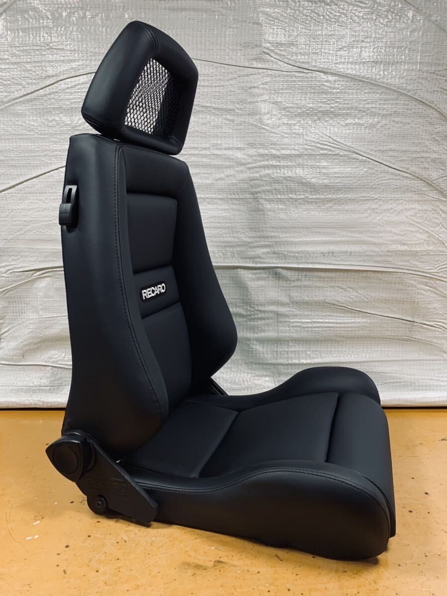 26.27.レカロ RECARO 2脚セット LX-L 黒フェイクレザー張り替え 張替え 張替 ブラックシングルステッチ 片側ダイヤルの画像7