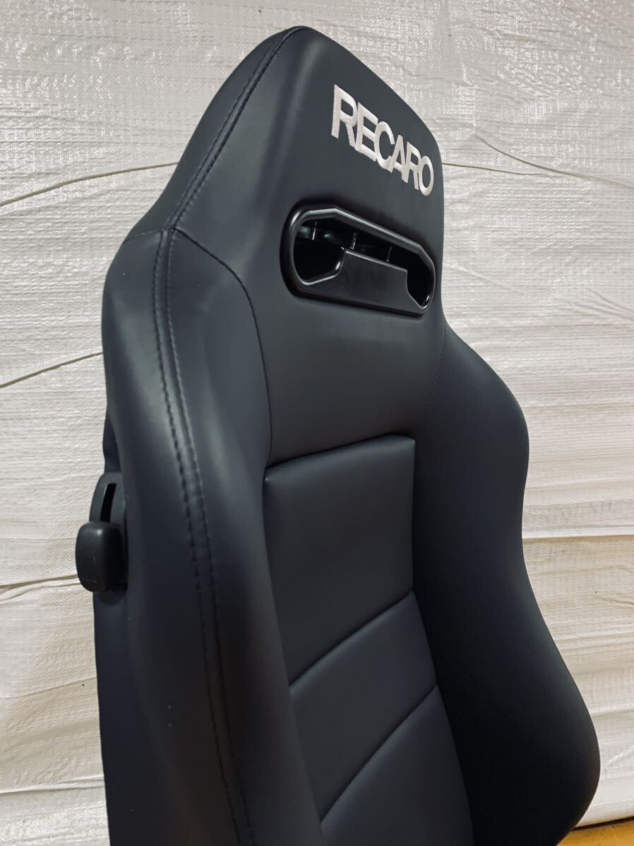 23.30.レカロ RECARO 2脚セット SR-3 黒フェイクレザー張り替え 張替え 張替 ブラックシングルステッチ 両側ダイヤルの画像8