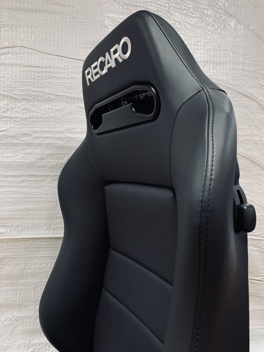 23.30.レカロ RECARO 2脚セット SR-3 黒フェイクレザー張り替え 張替え 張替 ブラックシングルステッチ 両側ダイヤルの画像4