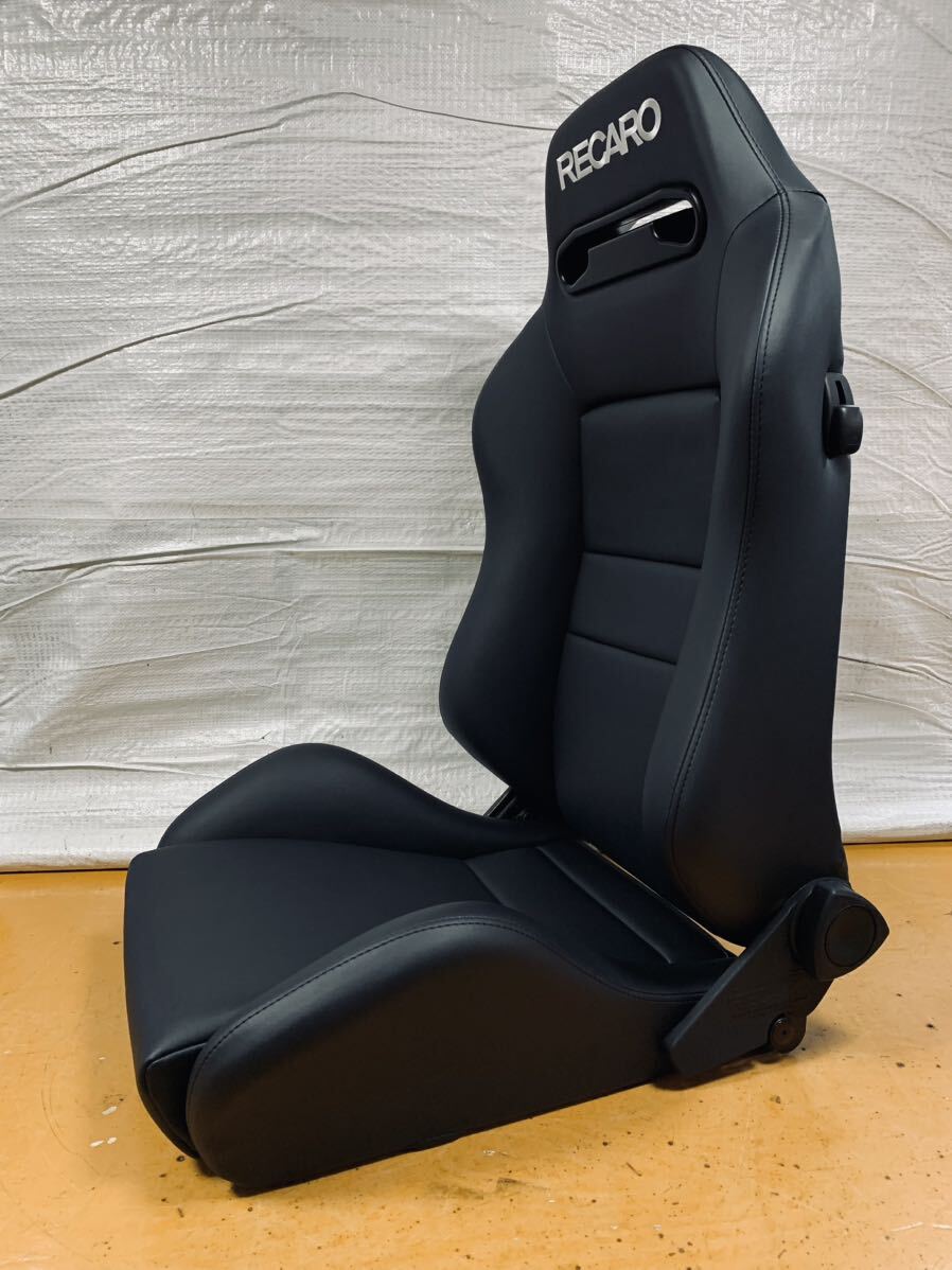 28.29.レカロ RECARO 2脚セット SR-3 黒フェイクレザー張り替え 張替え 張替 ブラックシングルステッチ 両側ダイヤルの画像3