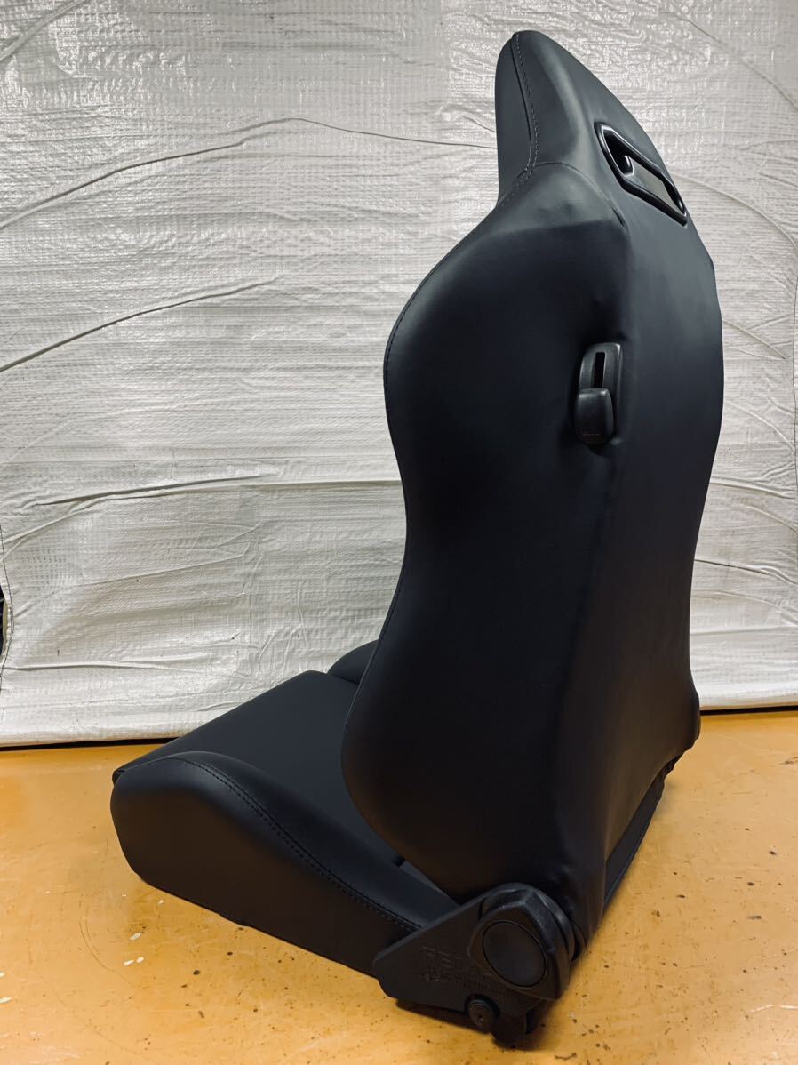 37.38.レカロ RECARO 2脚セット SR-3 黒フェイクレザー張り替え 張替え 張替 ブラックシングルステッチ 両側ダイヤルの画像5