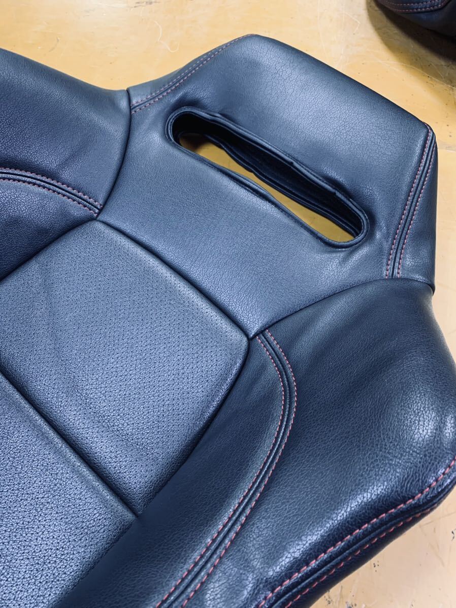 レカロ RECARO SR-2 シートカバー 黒 ブラックフェイクレザー 赤 レッドダブルステッチの画像3