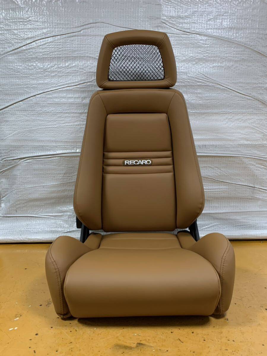 19.20.レカロ RECARO 2脚セット モジュラーLX-M 茶フェイクレザー張り替え 張替え 張替 ブラウンシングルステッチ 片側ダイヤルの画像7