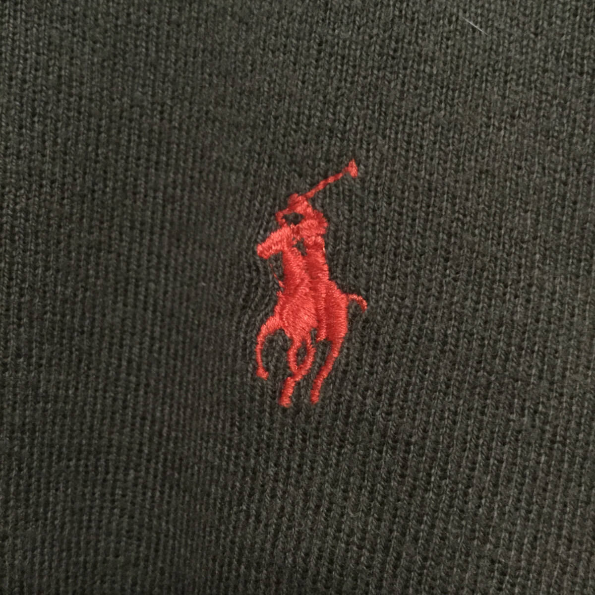 【ポロラルフローレン ロゴ刺繍コットンニット】 超ビッグサイズ セーター 2XL カーキ POLO RALPH LAUREN 古着 [240116-025]_画像7