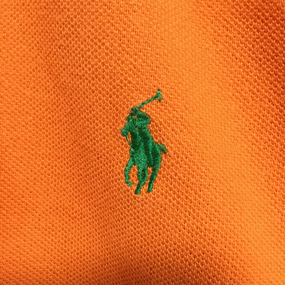 【ポロラルフローレン 半袖ポロシャツ】ロゴ刺繍 海外サイズ ゆるだぼ M オレンジ POLO RALPH LAUREN 古着 [230617-027]_画像7