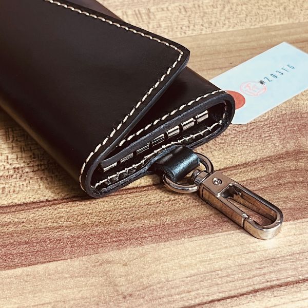  key case 6 ream key ring men's original leather purse free shipping 1 jpy wallet gentleman cow leather 1 jpy folding purse gloss cow leather new goods key key ticket holder black 