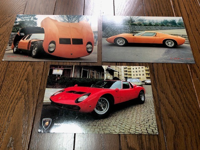  Lamborghini * Miura P400SV DOHC V12 Italy supercar card Showa era that time thing total 3 sheets car automobile circuit. . postage fascination 