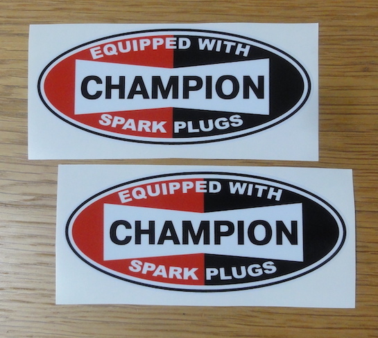 CHAMPION ステッカー SPARK PLUGS デカール USA レース チャンピオン 2枚セット_画像1