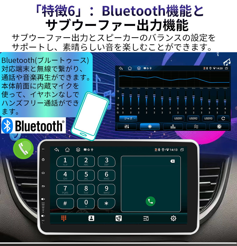 N10F8 Android式カーナビ10インチ4GB+64GB 8コアステレオ2DINラジオBluetooth GPS FM AM WiFi USB Carplay バックカメラ_画像8