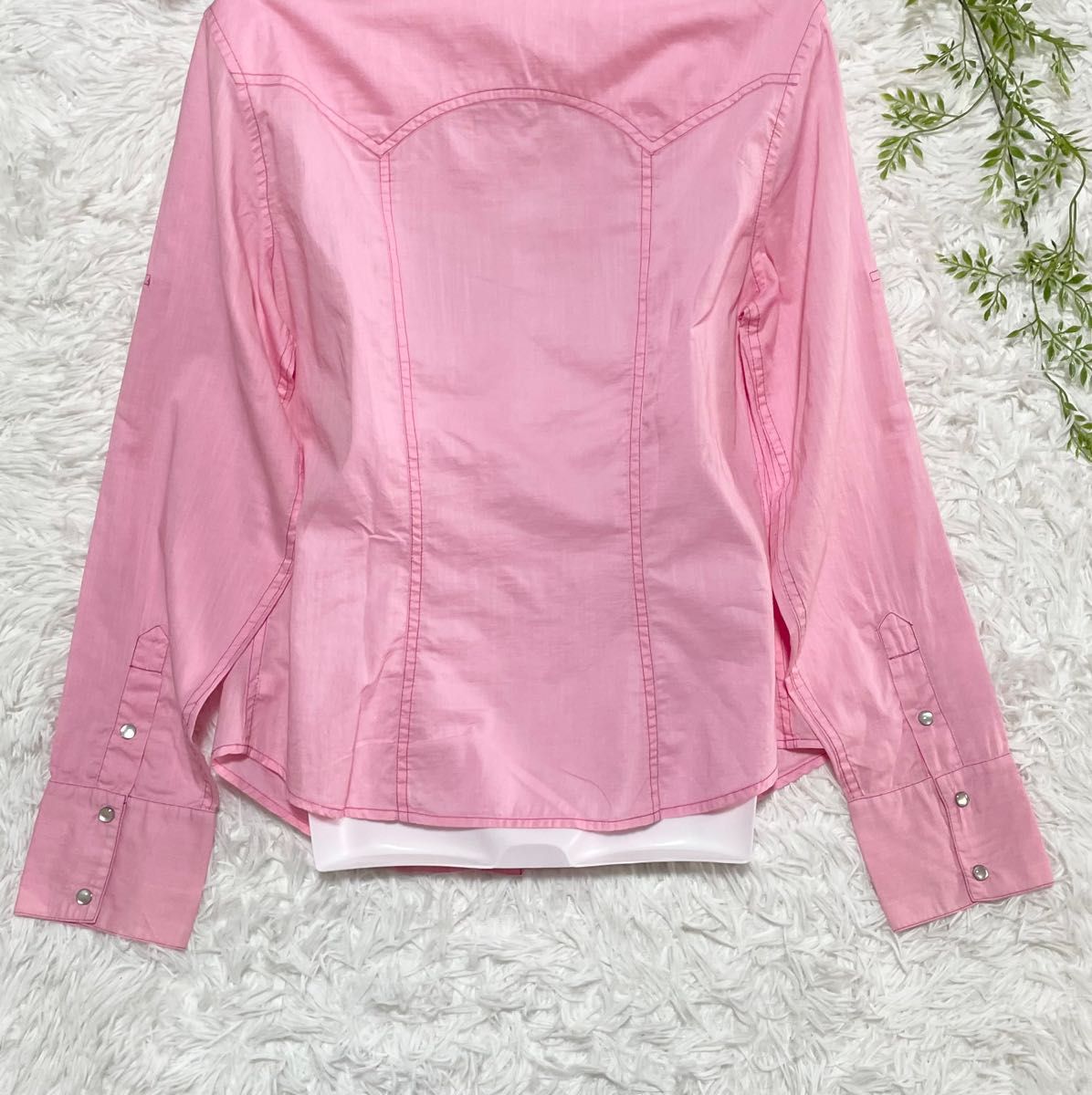 極美品　GAP 薄手コットンシャツ　ピンク　長袖/半袖　サイズM 0467