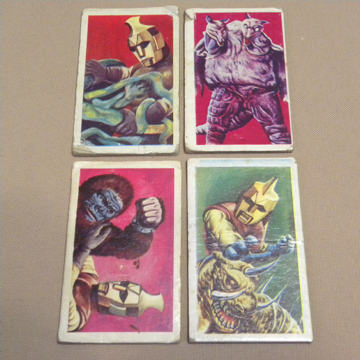 【まとめて】1970年代 当時物 パチ スペクトルマン 怪獣 面子 4枚セット ( 古い 昔の ビンテージ レトロ 駄玩具 駄菓子屋 メンコ )_画像1