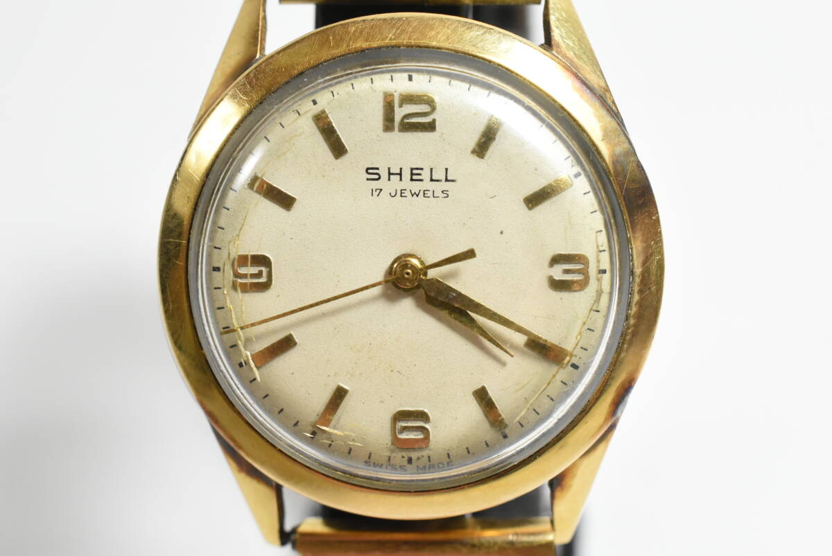 SHELL 17石 自動巻 腕時計 18金 シェル？ 18K 750 3針 アンティーク 難あり .Nの画像2