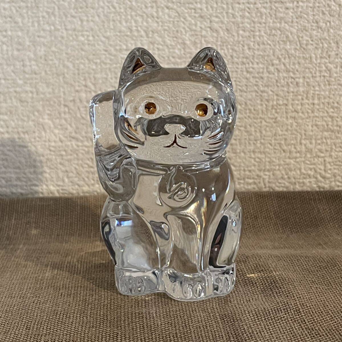 バカラ Baccarat 招き猫 クリスタルガラス 猫 ねこ インテリア オブジェ ガラス工芸 ラッキーキャット の画像1