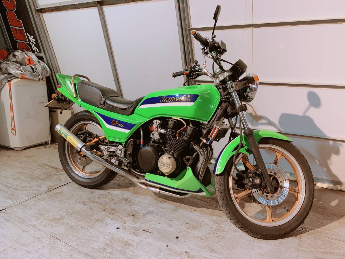 Z400GP 書類付 希少 国内物 ライムグリーン RPM管 レストア車車検令和7年11月 GPZ400F Z400FX の画像10