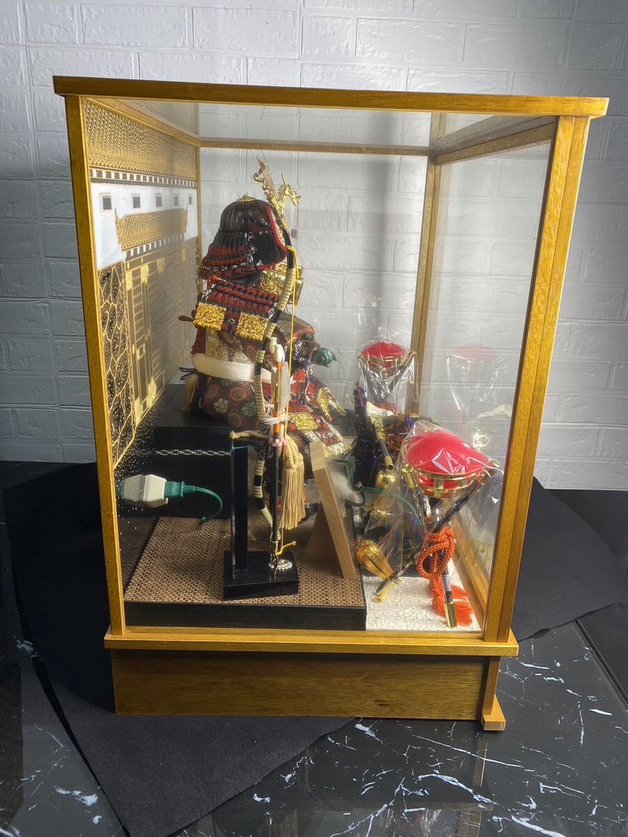 【KH0197】中古 日本人形 子供大将 五月人形 オルゴール コレクション ガラスケース 昭和レトロ アンティーク 置物 飾り インテリア の画像4
