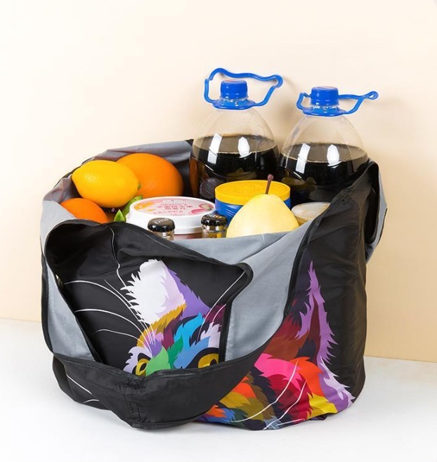 ■新品■エコバッグ【カラフルねこ】ネコ ブラック 大容量 コンパクト 簡単  かわいい 便利 ショッピングバッグの画像8