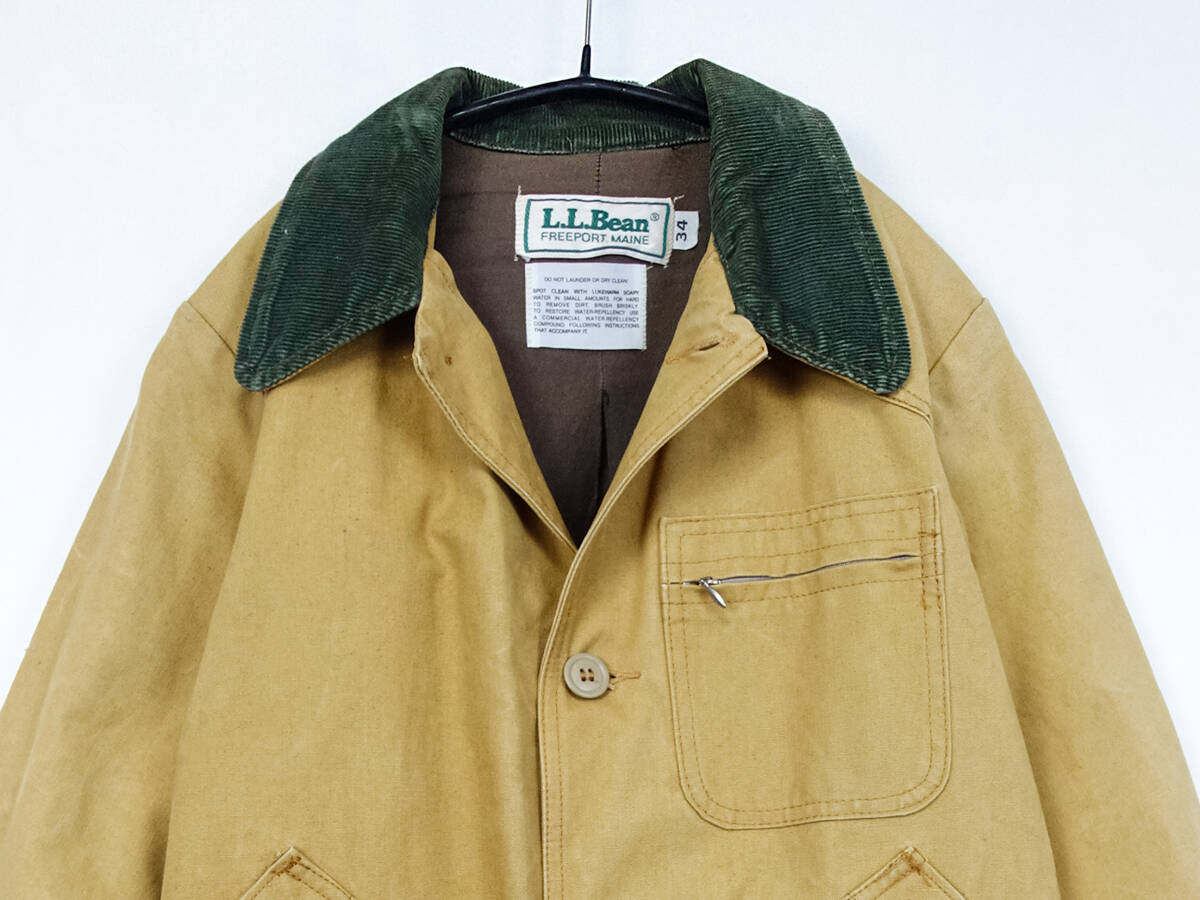 B225/L.L.Bean/エルエルビーン/アメリカ製/コットンハンティングジャケット/襟コーデュロイ/ダック地/ベージュ系/メンズ/34サイズの画像4