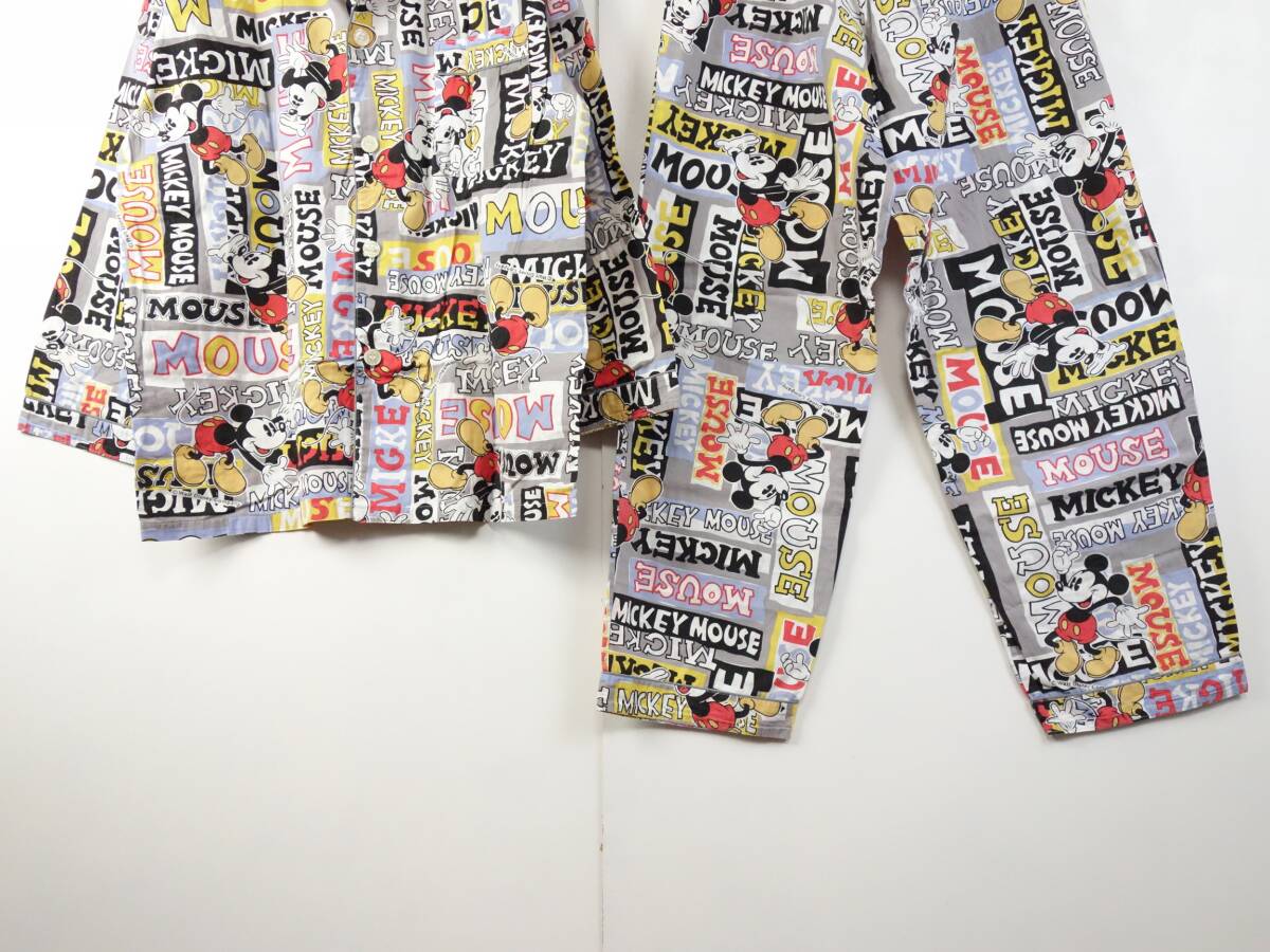 C50/POPPINS/ pyjamas / setup /PAJAMA/ Mickey Mouse / Disney /90S/ Old /L size / top and bottom set / total pattern 