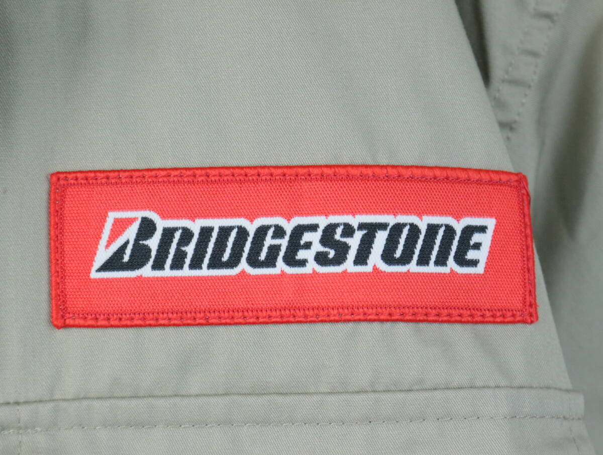 B467/BRIDGESTONE/ブリヂストン/半袖メカニックツナギ/ジャンプスーツ/オールインワン/作業着/作業服/整備士/ベージュ系/メンズ/Mサイズ