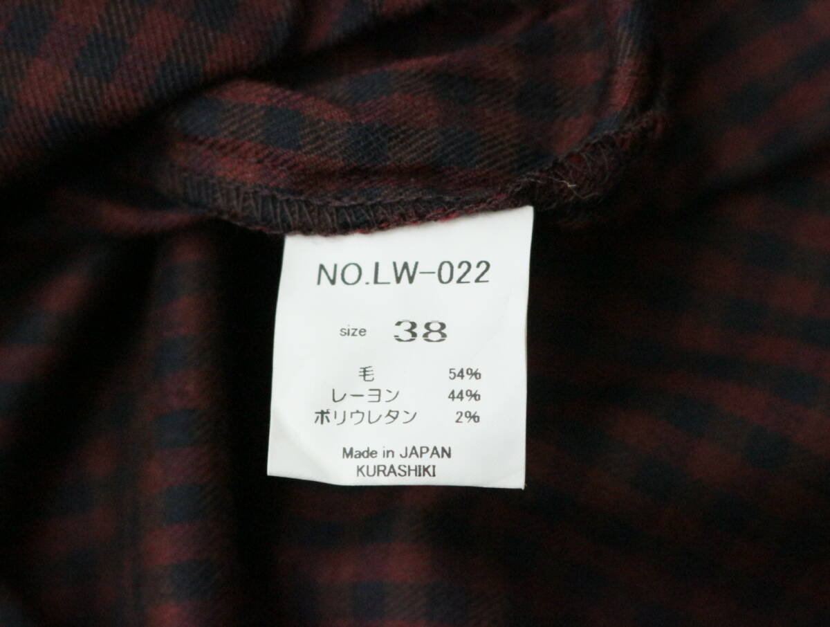 B591/rolca/ロルカ/日本製/プリーツシャツワンピース/ロング丈/ギンガムチェック柄/レディース/38サイズ_画像8