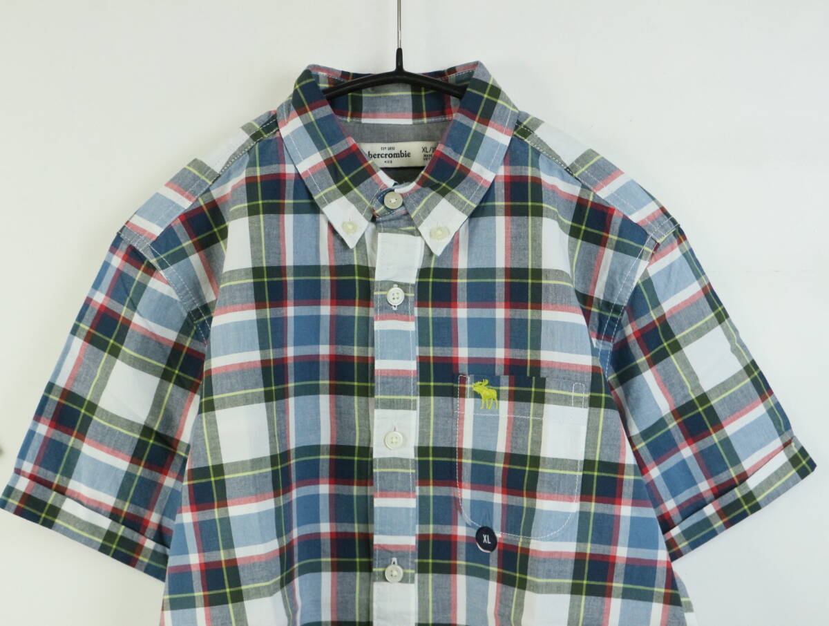 B628/Abercrombie&Fitch/アバクロ/未使用/新品/アバクロンビー＆フィッチ/半袖シャツ/2枚セット/キッズ/XLサイズ/チェック柄の画像3