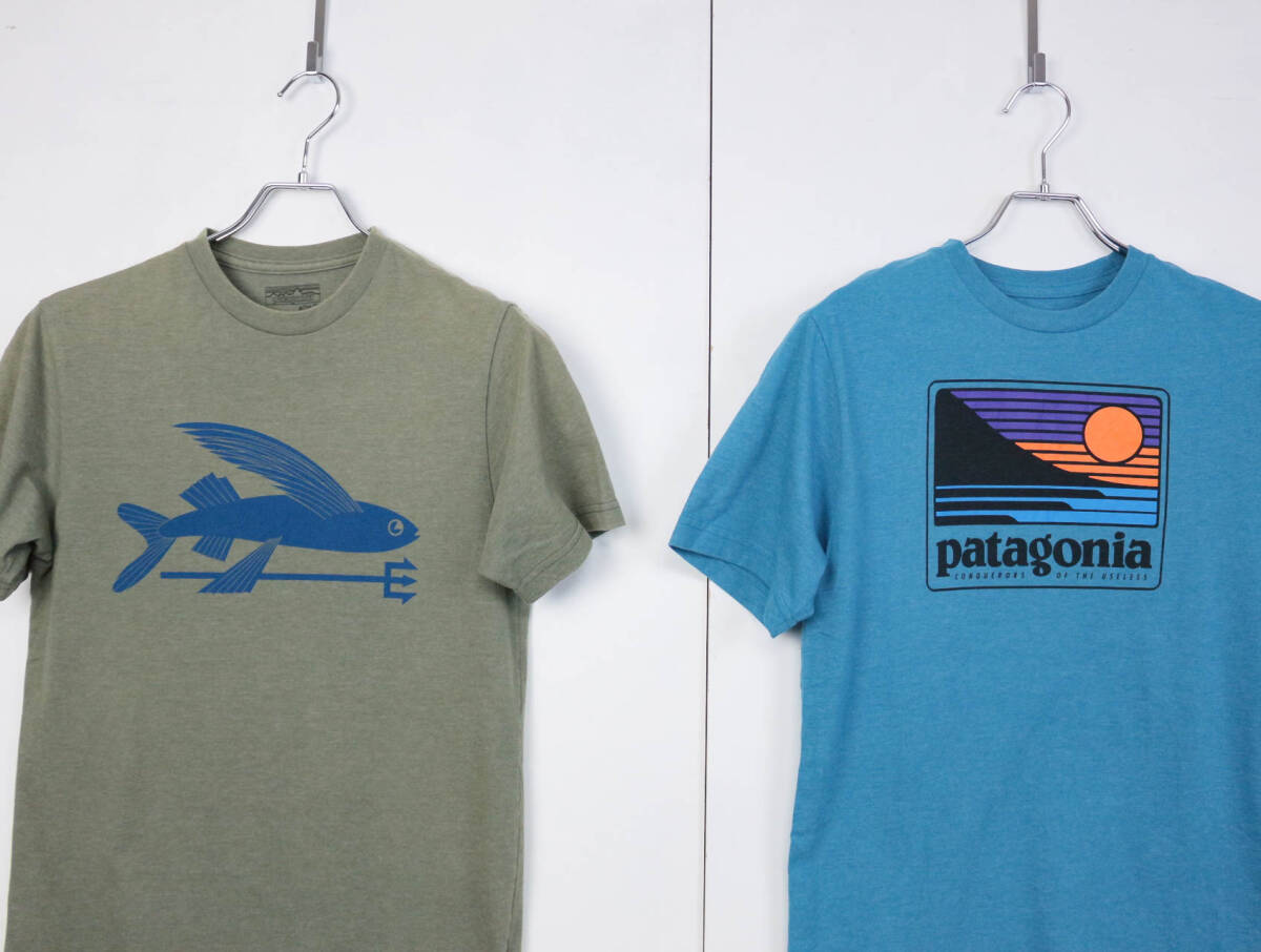 B731/patagonia/パタゴニア/オーガニックコットンポリ/半袖Tシャツ2枚セット/SLIM FIT/フライングフィッシュ/サンセット/メンズ/XSサイズ/の画像3