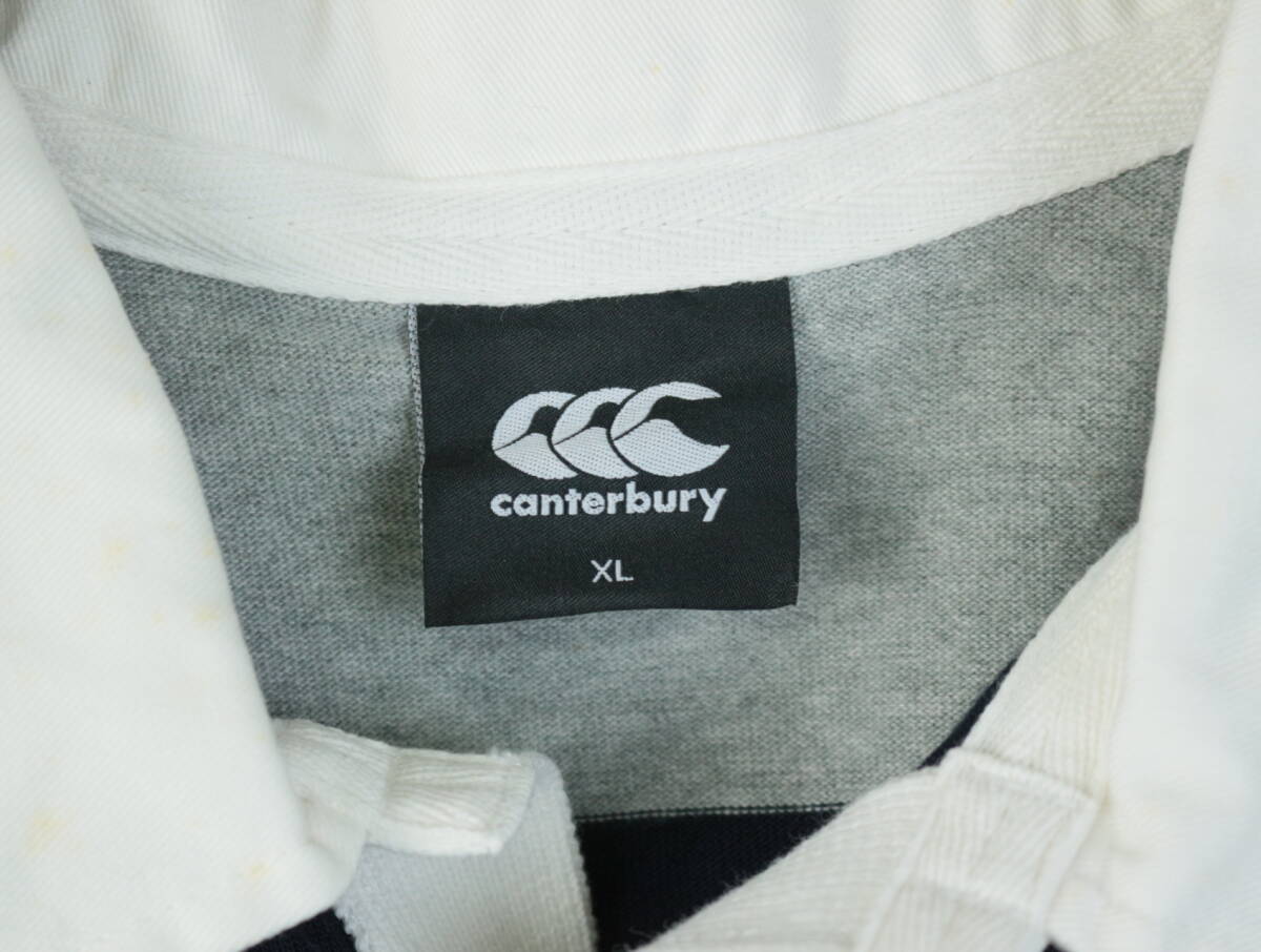 B940/CANTERBURY/カンタベリー/半袖ラガーシャツ/ボーダー柄/ダークネイビー×グレー/ポロシャツ/XLサイズ/メンズ_画像4