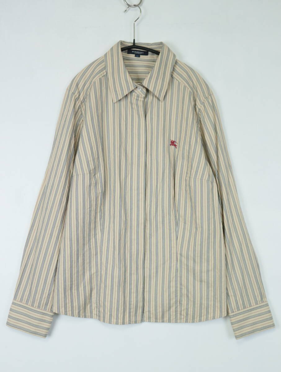 B256/Burberry london/バーバリーロンドン/日本製/コットンブラウス/比翼シャツ/バーバリーストライプ柄/レディース/44サイズの画像1