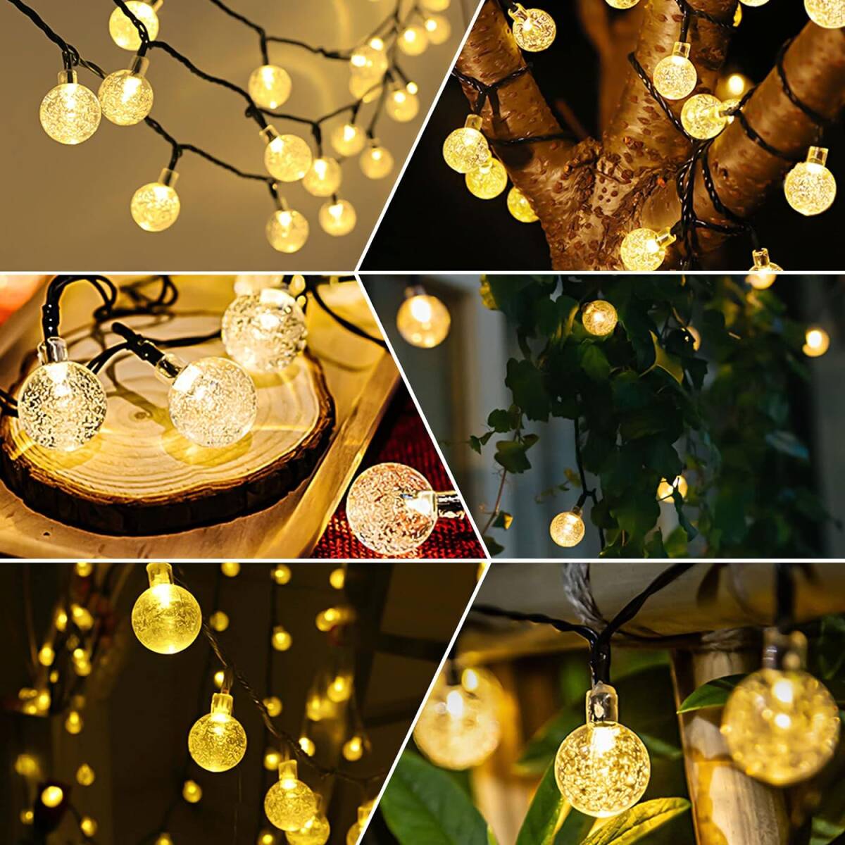 電球 LED ストリングライト イルミネーションライト Fohil ソーラー充電+USB クリスマス 飾りライト 9M 50電球 の画像6
