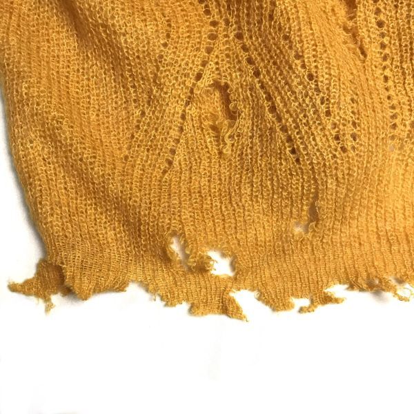  BORO вязаный mo волосы вязаный свитер горчично-желтый мужской XL Layered 