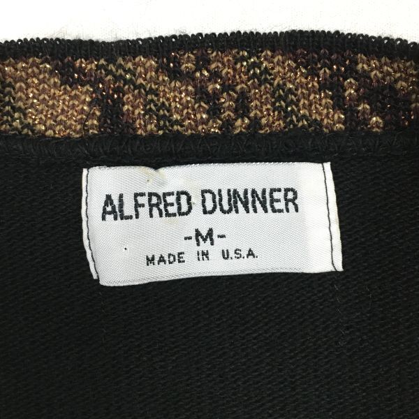 ALFRED DUNNER レディース アクリルカーディガン ニット リブライン ラメ糸 ブラック M 90s USA製