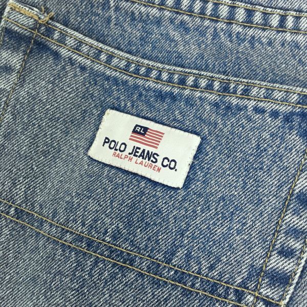 POLO JEANS ハーフパンツ 裾カットオフ W32 90's ヴィンテージ デニム USA製 POLO Ralph Lauren メンズ M相当 青 アメリカ製 ポロジーンズ_画像8