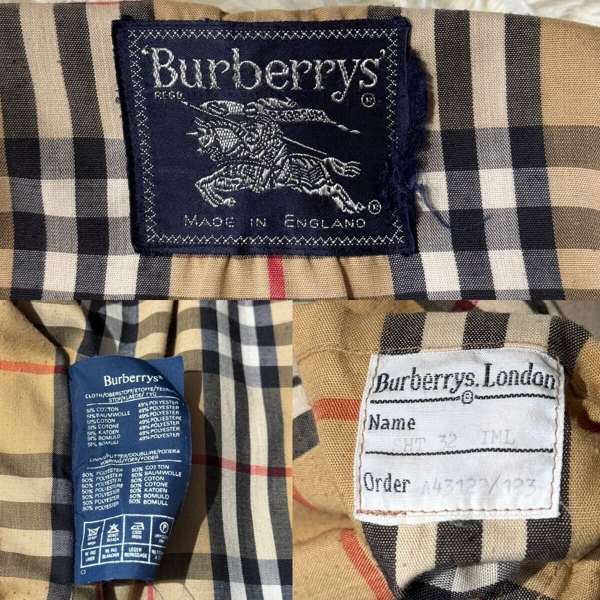 超希少/M相当◎BURBERRS バーバリー ステンカラーコート ノバチェック イングランド製 ロング丈 メンズ ベージュ 80年代 ヴィンテージ _画像7