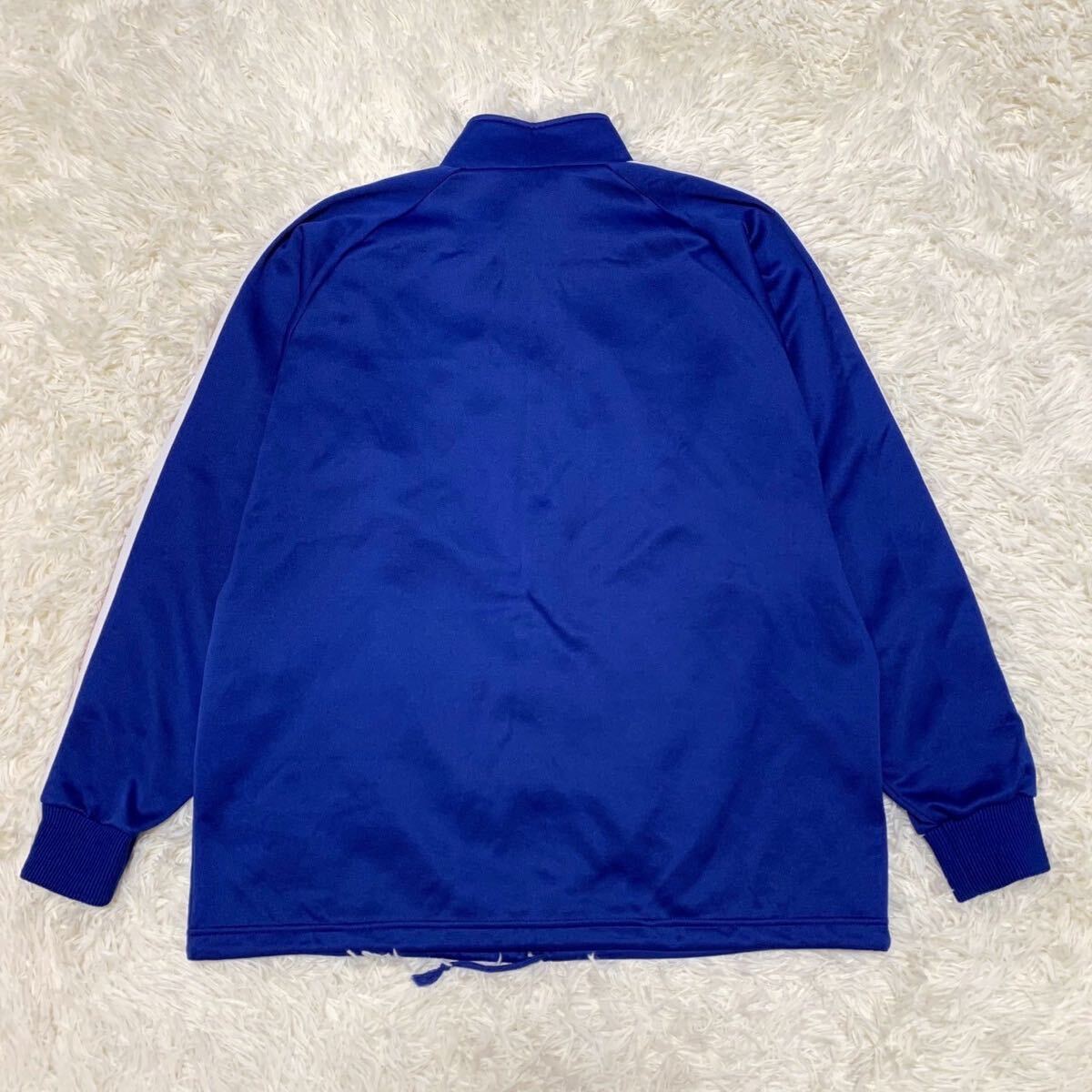 超希少/XL◎adidas アディダス 万国旗タグ セットアップ ジャージ 上下 メンズ 大きいサイズ 青 ブルー 三本ライン ロゴ 刺繍 ヴィンテージ_画像4