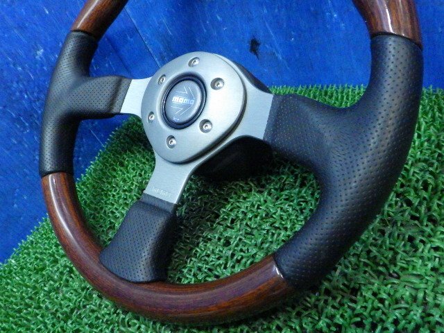 [B] horn button attaching MOMO Momo Fighter?? FIGHTER?? wood combination tea wood grain steering gear steering wheel punching leather 06-00 MA61S remove 